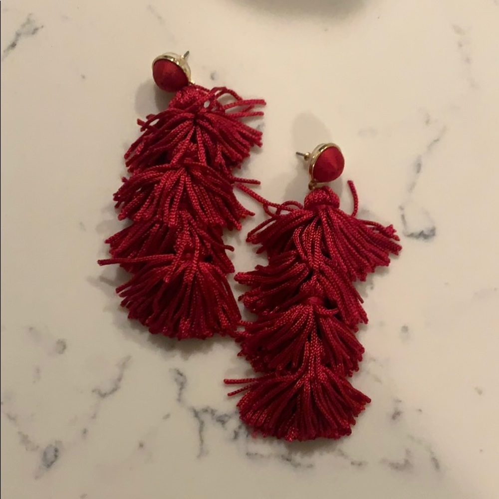 Holiday tassel earrings with gold detail